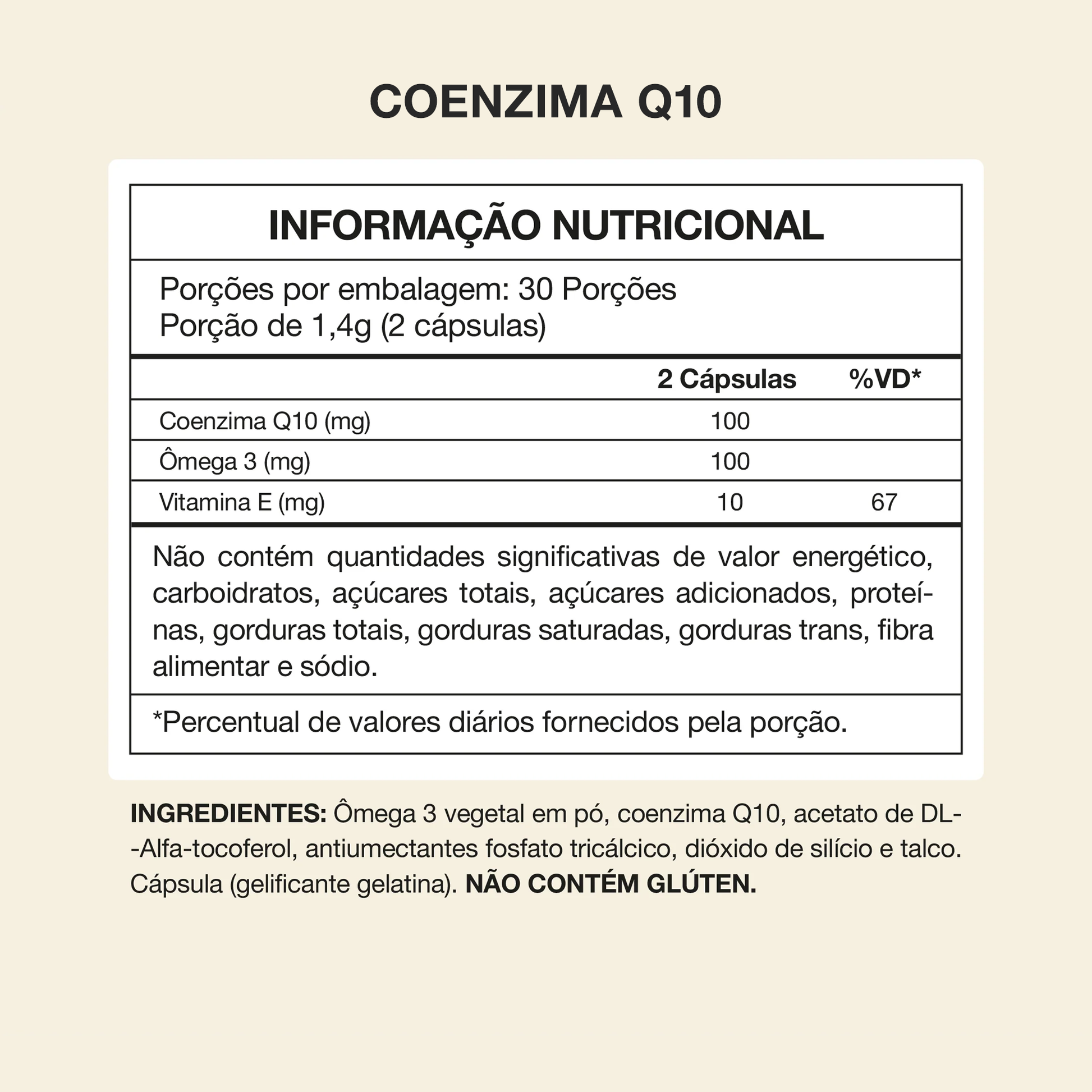 tabela nutricional - suplemento para disposição​