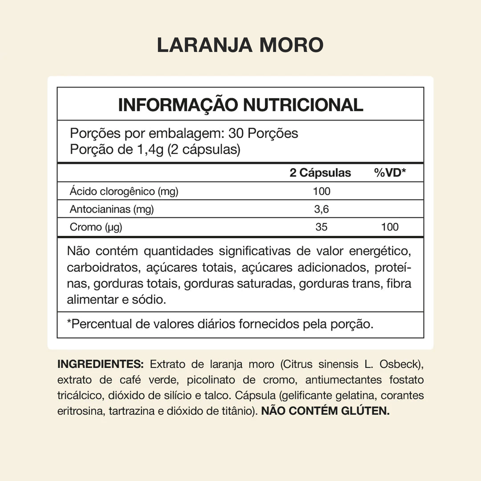 tabela nutricional laranja moro